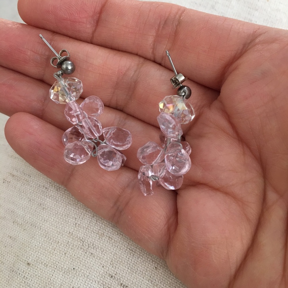Pink Swarovski crystal drop earrings